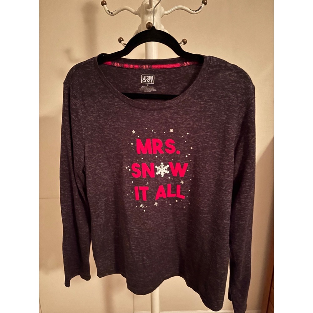 Mrs. Snow it All Lets Get Cozy pajama top size medium